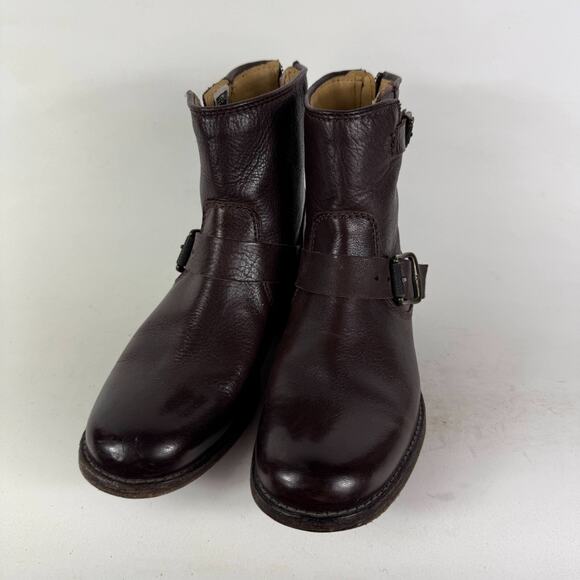 Frye Tyler Engineer Boots Women's 6.5 Brown Leather Zip Ankle Strap Booties - Picture 4 of 10